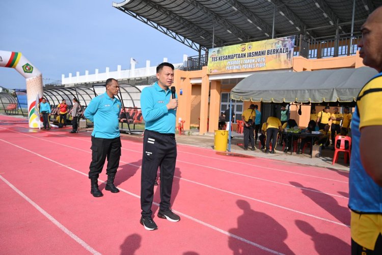 Kapolres Pidie Turun Tangan, Uji Fisik Personel dalam Kegiatan Kesamaptaan