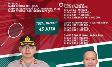 Semarak Hari Bhayangkara ke-80, Polres Nagan Raya Gelar Badminton Kapolres Cup VI Berhadiah Rp45 Juta