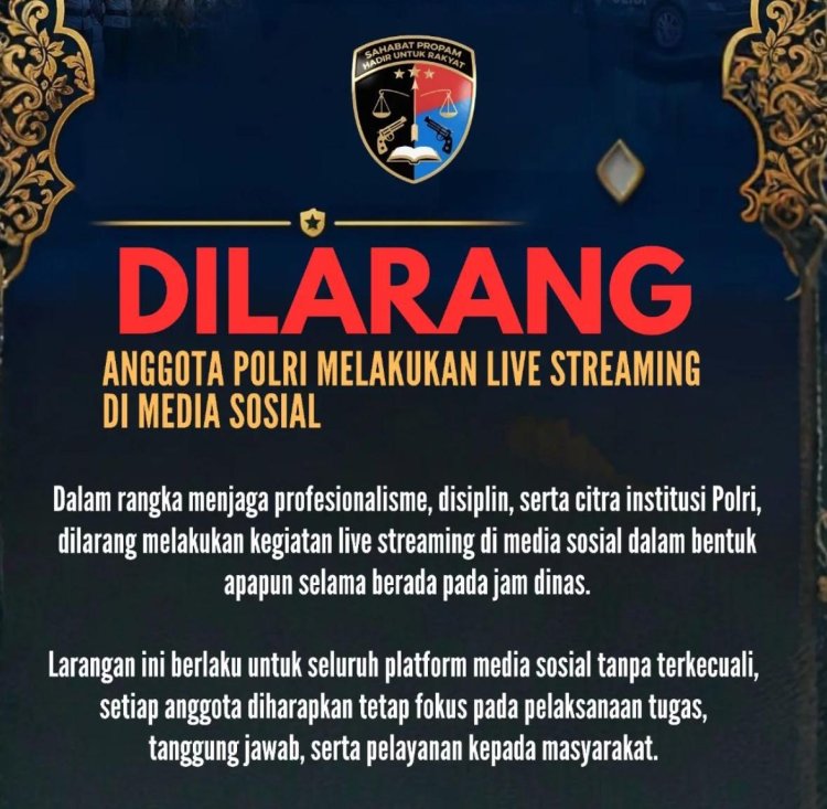 Polri Tegaskan Larangan Live Streaming Saat Bertugas, Jaga Profesionalitas Anggota