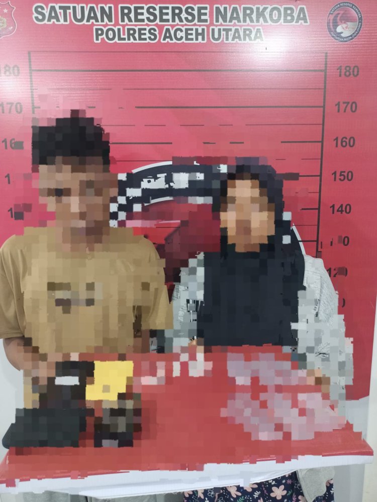 Kotak Rokok Berisi 17 Paket Sabu Seret Seorang Pria dan IRT ke Polres Aceh Utara