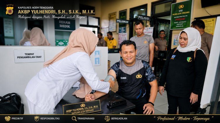 Polres Aceh Tenggara Gelar Rikkes Berkala TA 2026, Kapolres Turut Ikuti Pemeriksaan