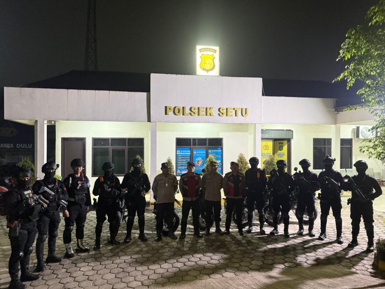 Patroli Brimob Yon D Pelopor Sisir Wilayah Kabupaten Bekasi, Antisipasi Tawuran dan Balap Liar
