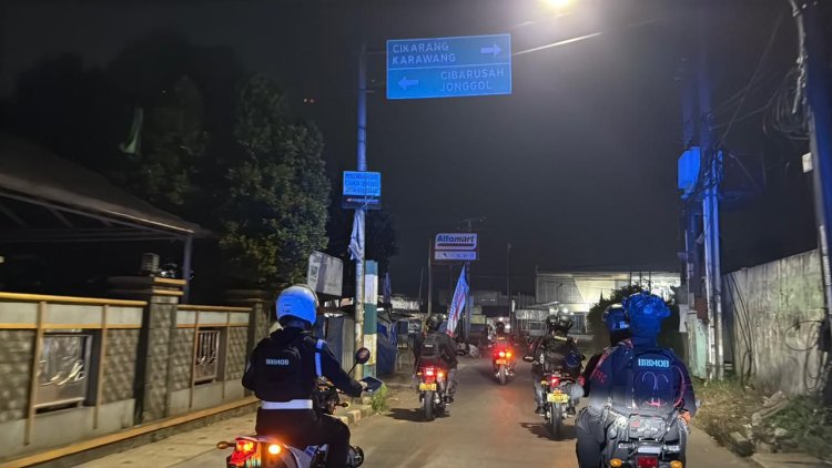 Patroli Brimob Yon D Pelopor Antisipasi Tawuran dan Balap Liar di Kabupaten Bekasi