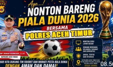 Polres Aceh Timur Gelar Nobar Piala Dunia 2026 Bersama Masyarakat, Perkuat Kemitraan dan Kebersamaan
