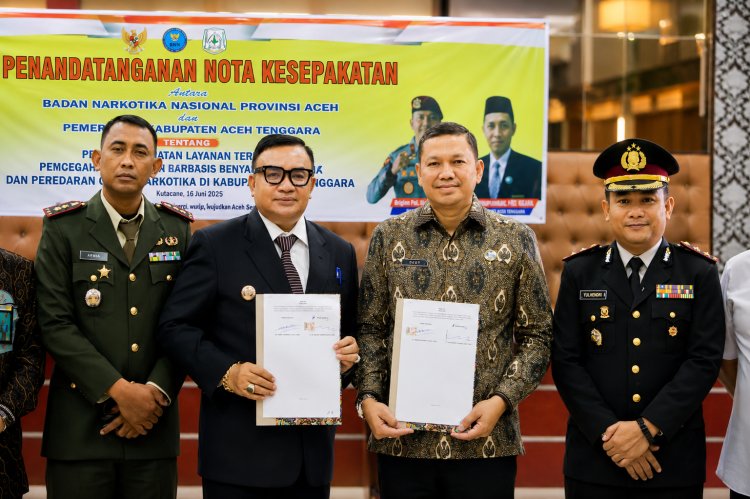 Peringati Hari Lahir Pancasila, BNNP Aceh dan Pemkab Aceh Tenggara Tanda Tangan MoU Pembentukan ULT P4GN