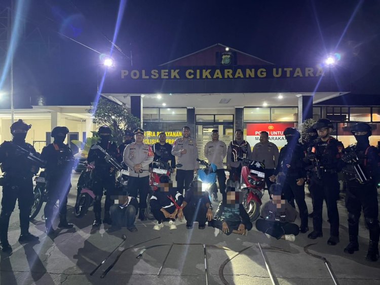 Patroli Brimob Yon D Pelopor Polda Metro Jaya Gagalkan Aksi Tawuran di Cikarang Utara, Delapan Remaja Diamankan
