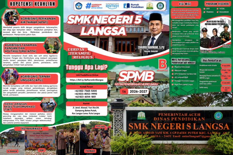 SPMB SMK Negeri 5 Langsa Resmi Dibuka, Siapkan Generasi Terampil Pendukung Ketahanan Pangan Nasional