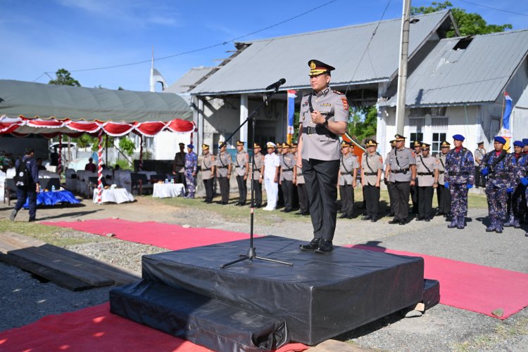 Polres Pidie Gelar Upacara dan Tabur Bunga di Laut Sambut Hari Bhayangkara ke-80