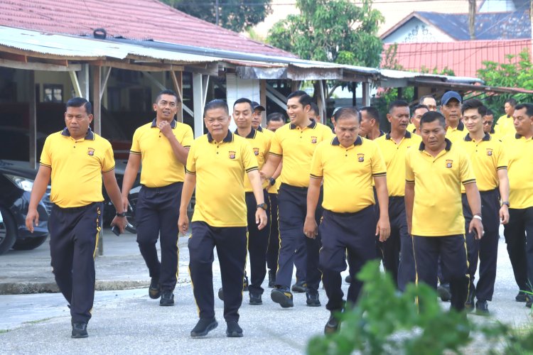 Pererat Silaturahmi, Polres Aceh Utara Gelar Gerak Jalan Santai dan Final Turnamen Voli