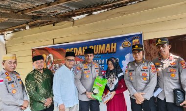 Peringati HUT Bhayangkara ke-80, Polres Lhokseumawe Bersama Baitul Mal Wujudkan Program Bedah Rumah Bantu Warga