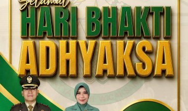 Dandim 0427/Way Kanan dan Ketua Persit KCK Cabang L Dim 0427/WK Ucapkan Selamat Hari Bhakti Adhyaksa ke-66   
