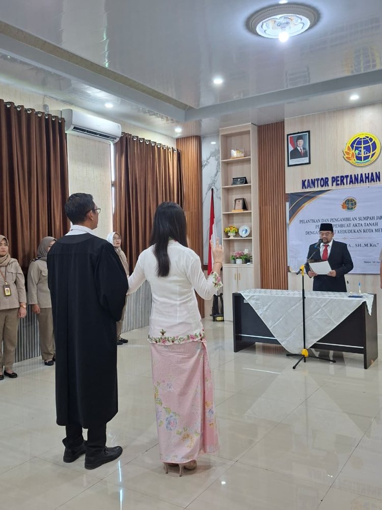 Kantah Kota Metro Lantik PPAT Baru, Tekankan Integritas dan Kepastian Hukum