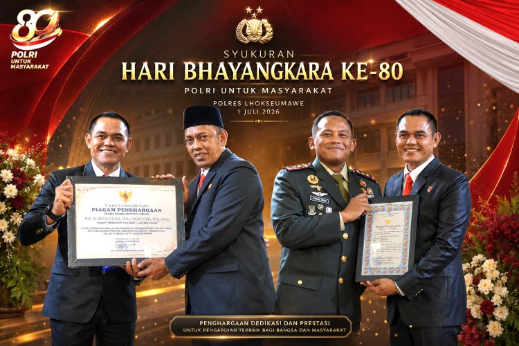 HUT Bhayangkara ke-80, Kasat Reskrim Polres Lhokseumawe Raih Dua Penghargaan dari Wali Kota dan Dandim