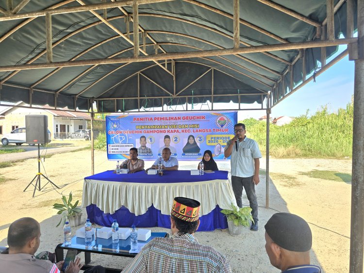 Penyampaian Visi dan Misi Calon Geuchik Gampong Kapa Berlangsung Tertib, Pj Geuchik Ajak Warga Pilih Pemimpin Terbaik