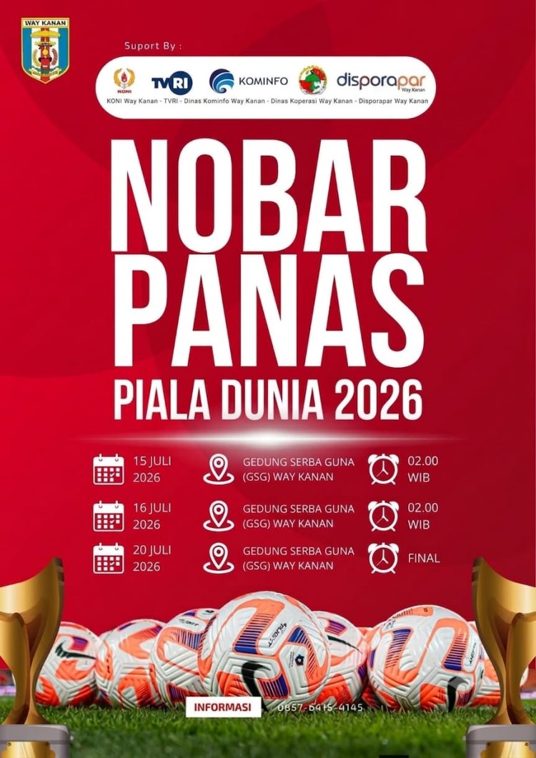 Pemda,Dinas Porapar bersama KONI Way Kanan Ajak Masarakat Nonton Bareng Piala Dunia Sepak Bola di GSG