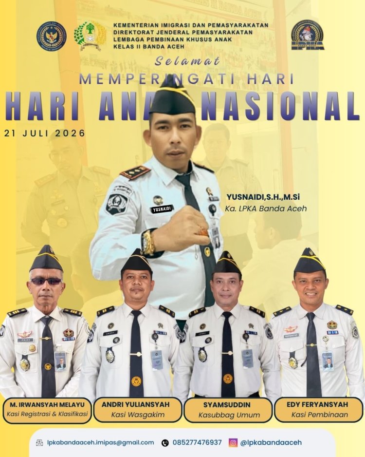 Hari Anak Nasional ke-46, LPKA Banda Aceh Perkuat Komitmen Pembinaan Anak Menuju Indonesia Emas