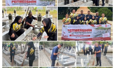 Sambut HUT ke-81 RI, Jajaran LPKA Banda Aceh Bersihkan Taman Makam Pahlawan