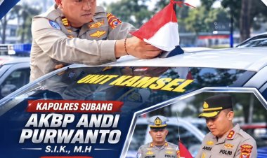 Semarakkan HUT ke-81 RI, Polres Subang Pasang Bendera Merah Putih di Kendaraan Dinas