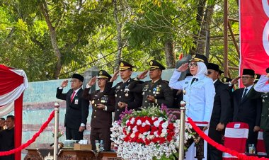 Kapolres Hadiri Upacara Peringatan HUT ke-81 Kemerdekaan RI di Pemkab. Way Kanan 