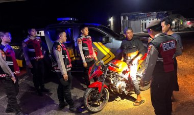 Wujudkan Kamtibmas Kondusif, Polres Way Kanan Gelar Patroli Malam di Jalinsum Bumi Baru