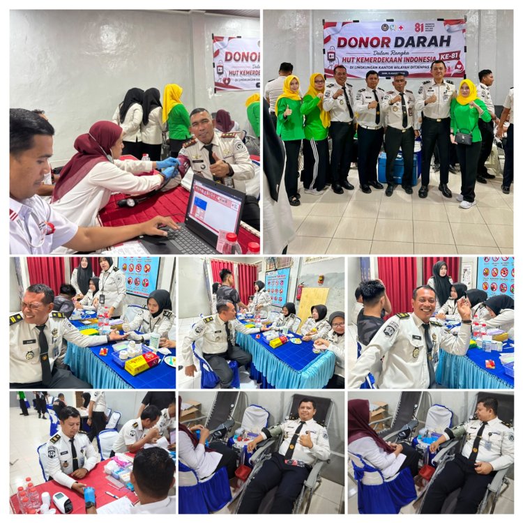 Sambut HUT Ke-81 RI, Ka. LPKA Banda Aceh dan Jajaran Ikuti Aksi Donor Darah
