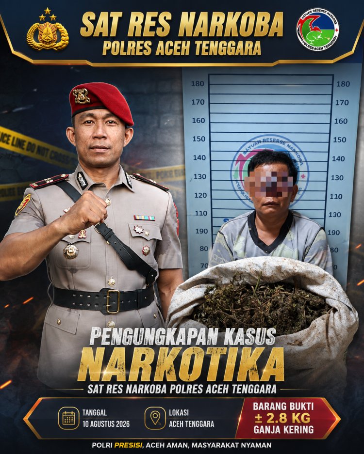 Ganja 4,7 Kg Disembunyikan di Bawah Tempat Tidur, Satresnarkoba Bongkar Peredaran di Ketambe