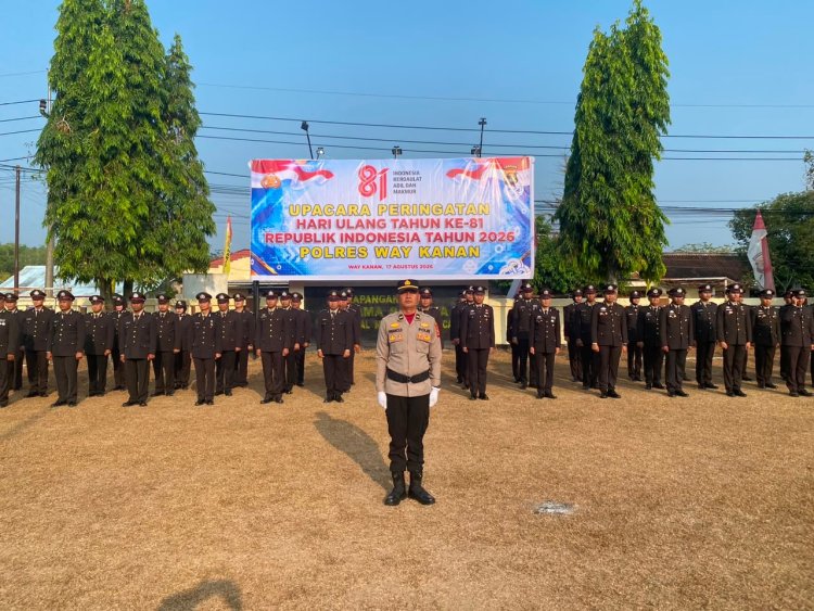 Polres Way Kanan Gelar Upacara Peringati HUT Ke – 8I Kemerdekaan Republik Indonesia