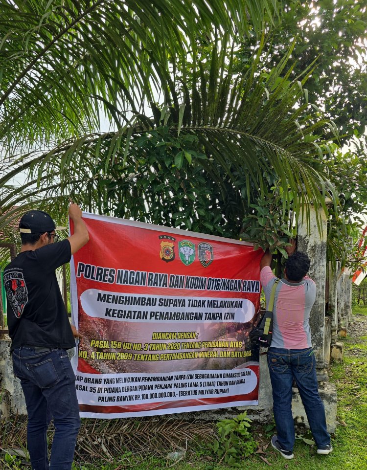 Cegah PETI, Satreskrim Polres Nagan Raya Pasang Spanduk Imbauan di Sejumlah Titik Rawan