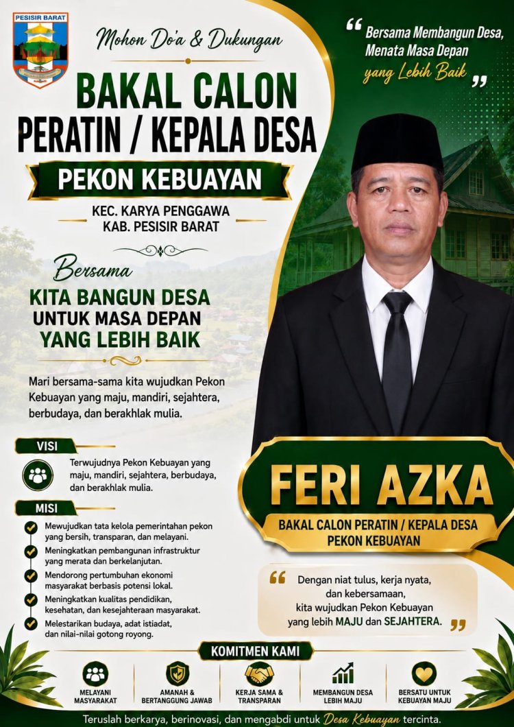 Feri Azka Nyatakan Kesiapan Maju sebagai Bakal Calon Peratin Pekon Keb­uayan
