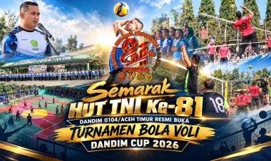 Semarak HUT TNI ke-81, Dandim 0104/Aceh Timur Buka Turnamen Bola Voli Dandim Cup 2026