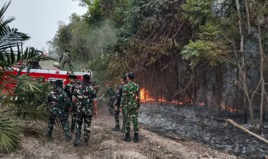 SINERGI  TNI ‑ POLRI DAN WARGA , KEBAKARAN LAHAN PERKEBUNAN DI WAY TUBA BERHASIL DIPADAMKAN