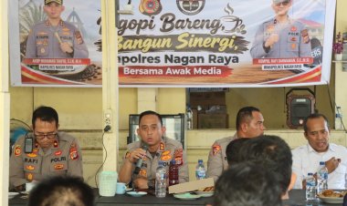 Kapolres Nagan Raya Ngopi Bareng Awak Media, Bangun Sinergi dan Perkuat Kemitraan