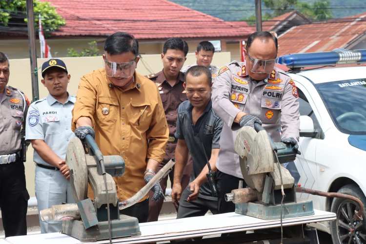 46 Knalpot Brong Dimusnahkan, Polres Aceh Tenggara Tegaskan Komitmen Tertib Berlalu Lintas