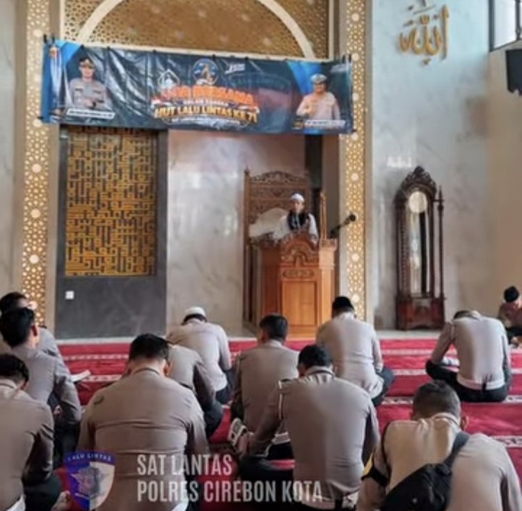 Satlantas Polres Cirebon Kota Peringati HUT Lalu Lintas Bhayangkara ke‑71 Dengan Menggelar Doa Bersama