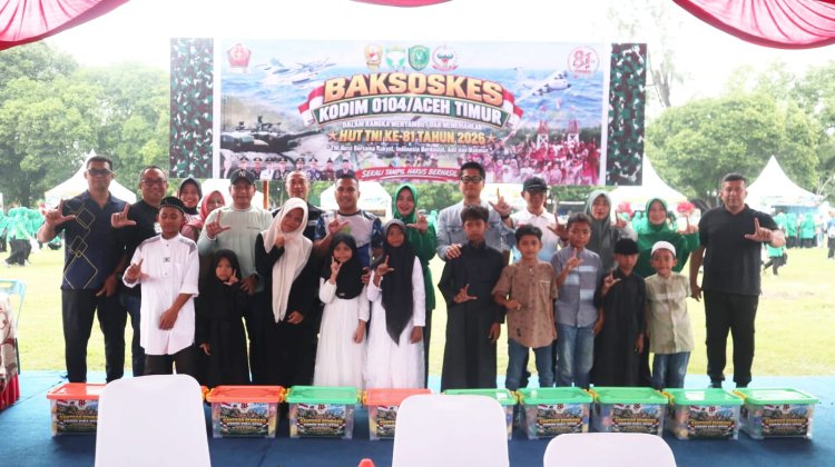 “Semarak HUT ke-81 TNI, Kodim 0104/Aceh Timur Hadirkan Baksoskes dan Bazar UMKM untuk Masyarakat