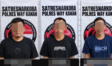 Satresnarkoba Polres Way Kanan Amankan Tiga Pria Diduga Terlibat Peredaran Sabu di Way Tuba