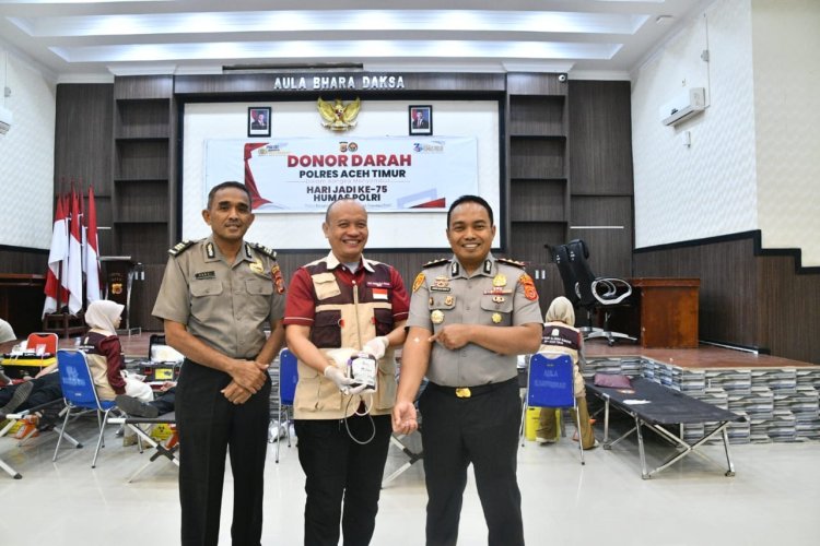 Sambut Hari Jadi Humas Polri ke-75, Polres Aceh Timur Gelar Donor Darah