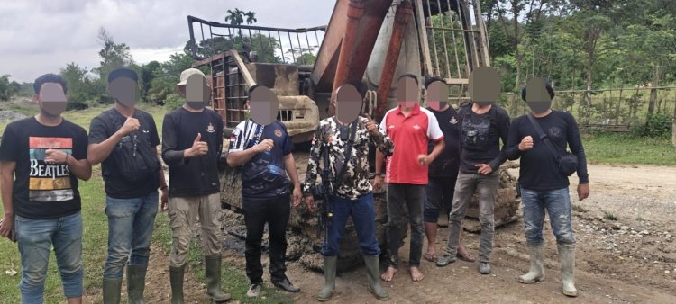 Sat Reskrim Polres Nagan Raya Amankan Terduga Pelaku Tambang Emas Ilegal,Sejumlah Barang Bukti Disita